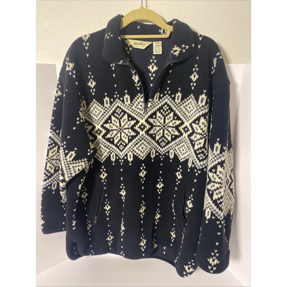 Eddie Bauer 1/4 Zip Fleece‎ Pullover Womens Large Long Sleeves M1